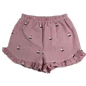 Kelly’s Kids Sailboat Seersucker Ruffle Hem Shorts Girls Size 6-7 EUC
